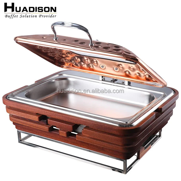Huadison Catering Equipment Rose Gold Food Warmer Buffet Stove 9 Liters Chafing Dish Buffet Set for Sale