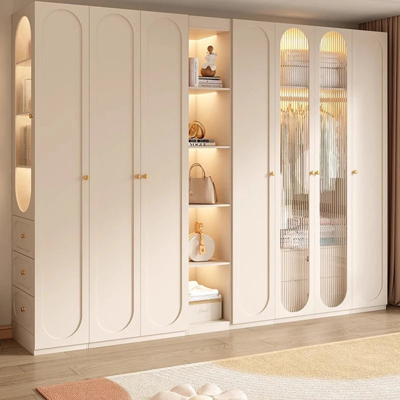 French Style Large Wardrobe – Modern Cupboard for Women’s Clothes, Open Closet Design