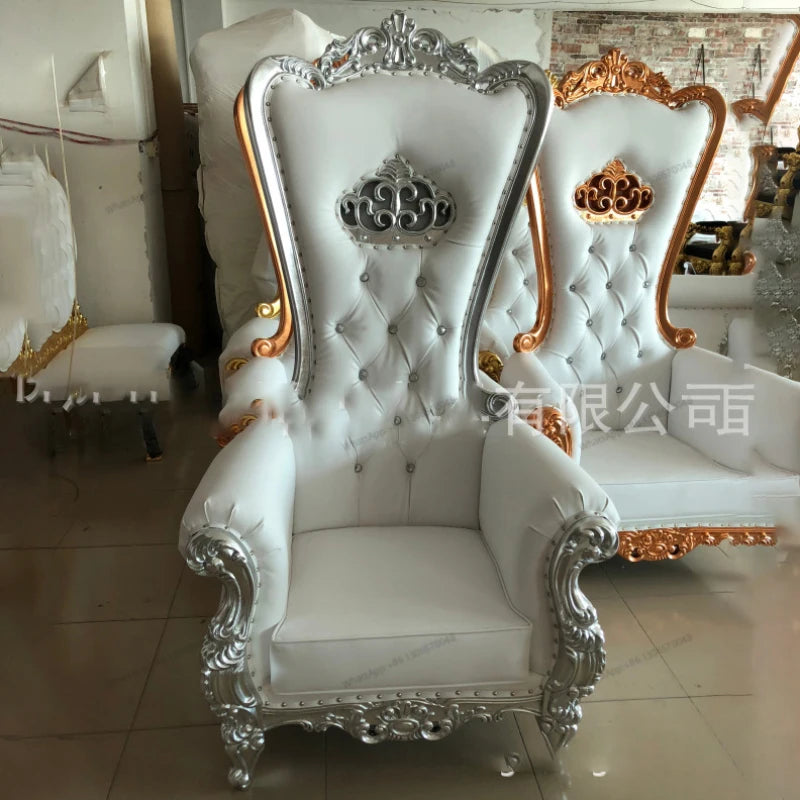 Hotel lobby solid wood European style chairs, high-end image chairs, classical high back wedding chairs, sofa chairs