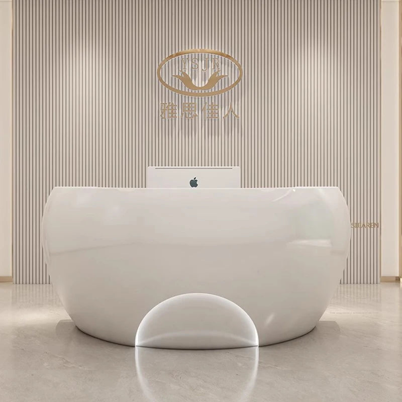 Plexiglass Furniture Professional Cash Counter Cafe Hairdresser White Reception Desk Bar Beauty Salon Cosmetics Modern Table Led