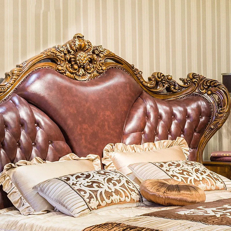 Leather Beds Double Backrest Frame Multifunctional Support Base Minimalist Queen Size Bed Luxury Dormitorio Wooden Furniture