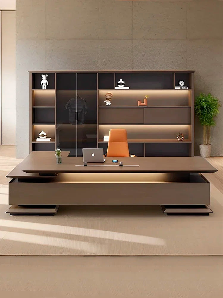 Luxury Desk Simple Modern President Work Chairman Office Desk L-shaped Table Computer Mesa De Escritorio Office Furniture Wall