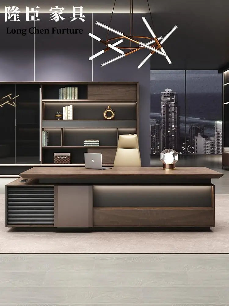 Italian Boss Desk – Simple Modern Design with Light Luxury for Chairman&