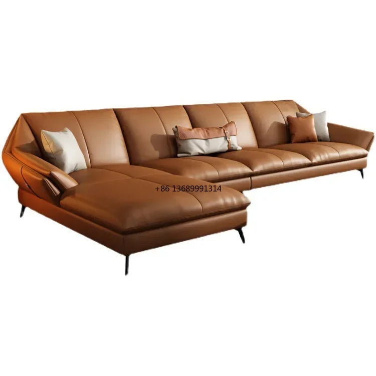 Italian-style modern light luxury high-end Customized Modern Leather Couch Sectional Living Room Sofas