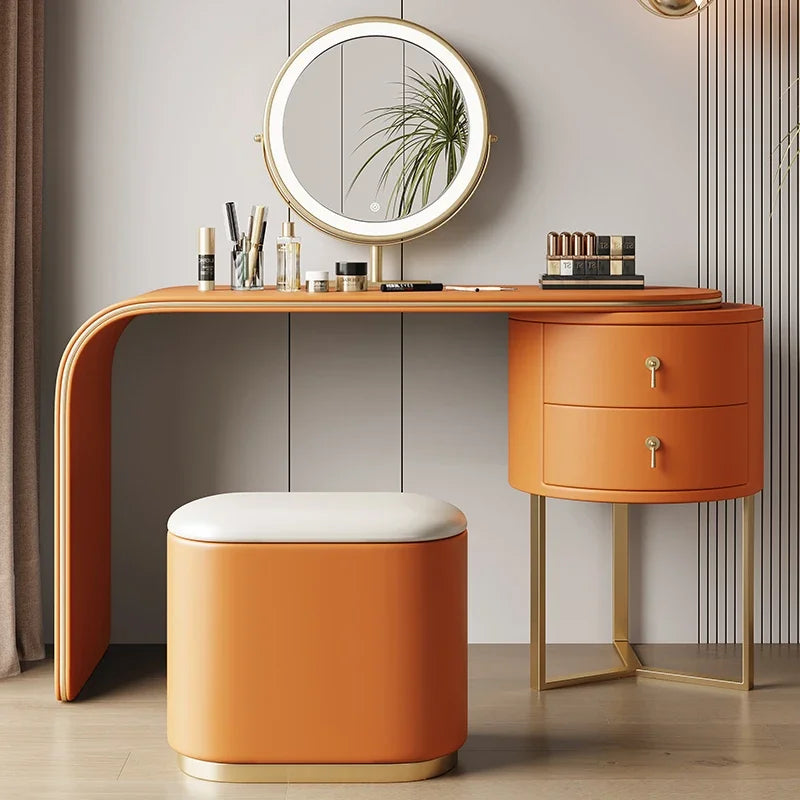 Luxury Nordic Vanity with Stool and Jewelry Mirror.