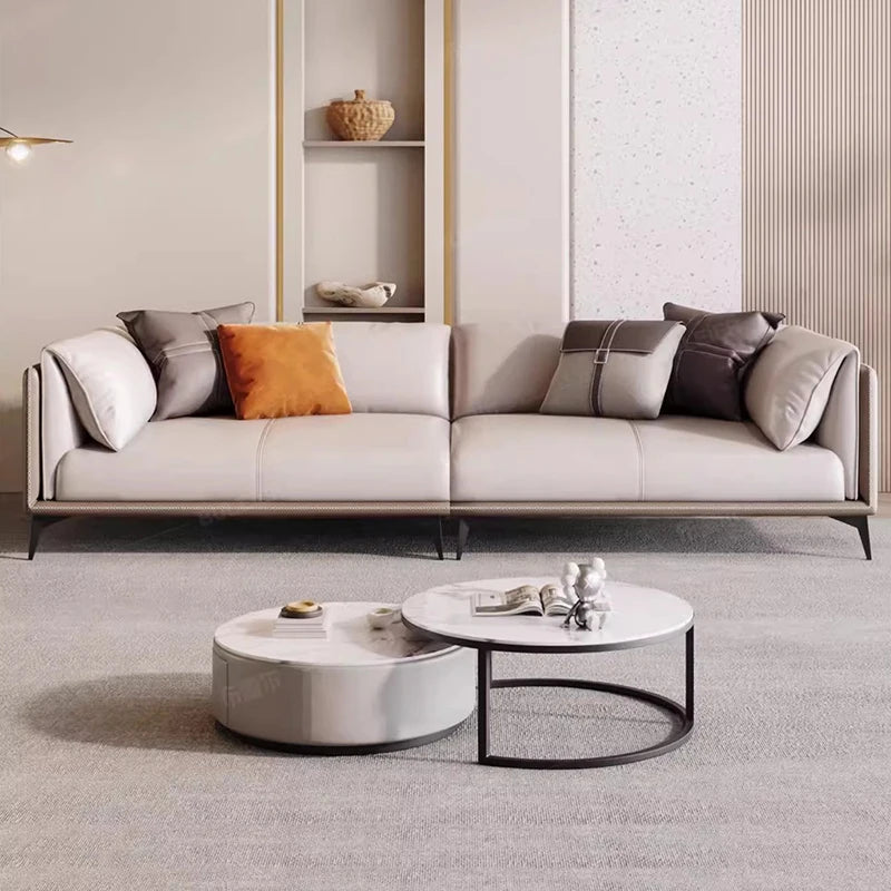 Clouds Reading Sofa, Wooden Upholstered Ergonomic Living Room Couch, Double Cream Cinema Canapé