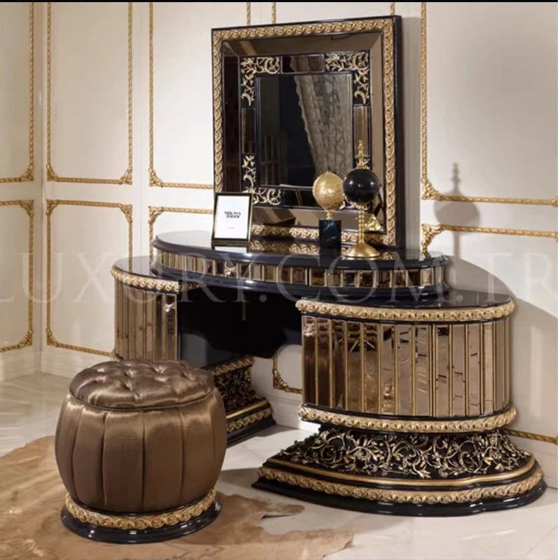 Italian Royal Bedroom Furniture Set – Luxury, Classic, Full Set with Comforter and Wardrobes