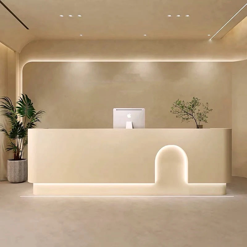 Restaurant Furniture Hairdressing Reception Desk Spa Counter Cosmetics Luxury Receiption Front Clothes Shop Service Long Salon