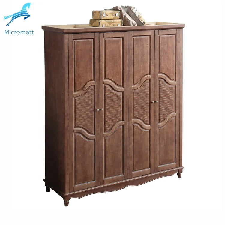 Wholesale Bedroom Furniture – Brown American Style Solid Wood Wardrobe