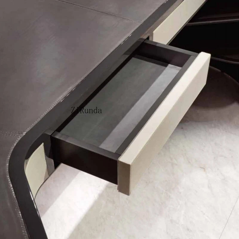 Light luxury solid wood computer desk Home student writing desk High-end Italian desk