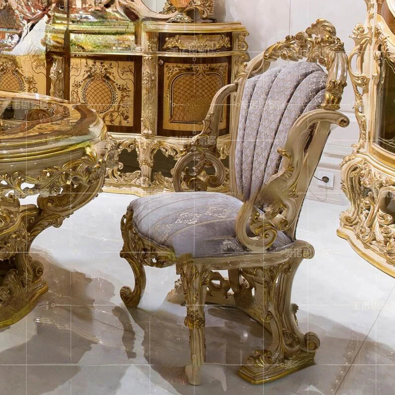 Custom European style dining table high-end solid wood home dining table French retro table and chair combination villa