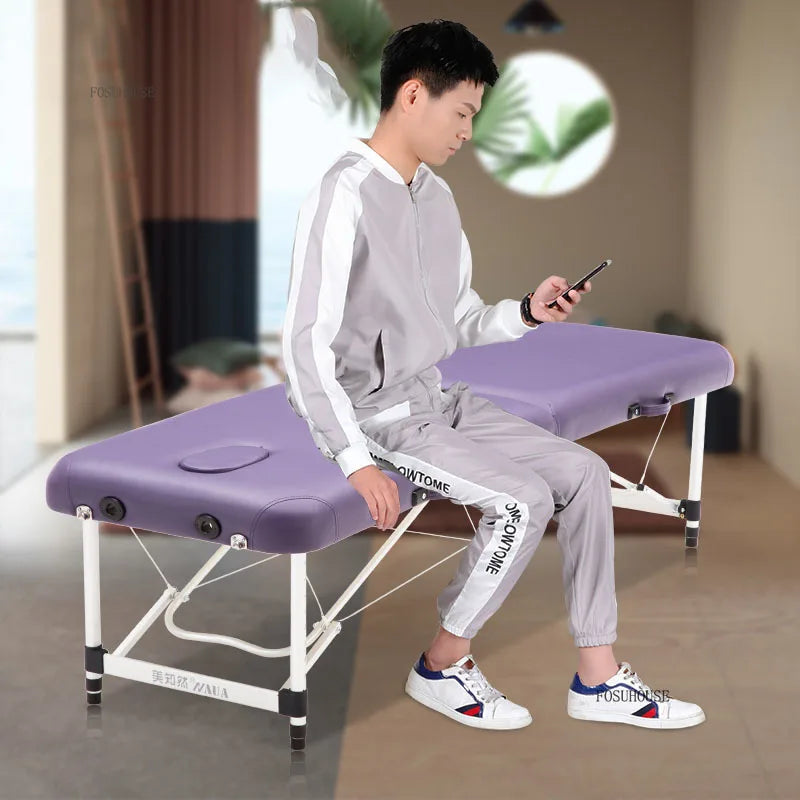 Portable Metal Shampoo Bed for Beauty Salons Modern Folding Salon Chair Simple Creative Commercial Shampoo Chairs for Salons