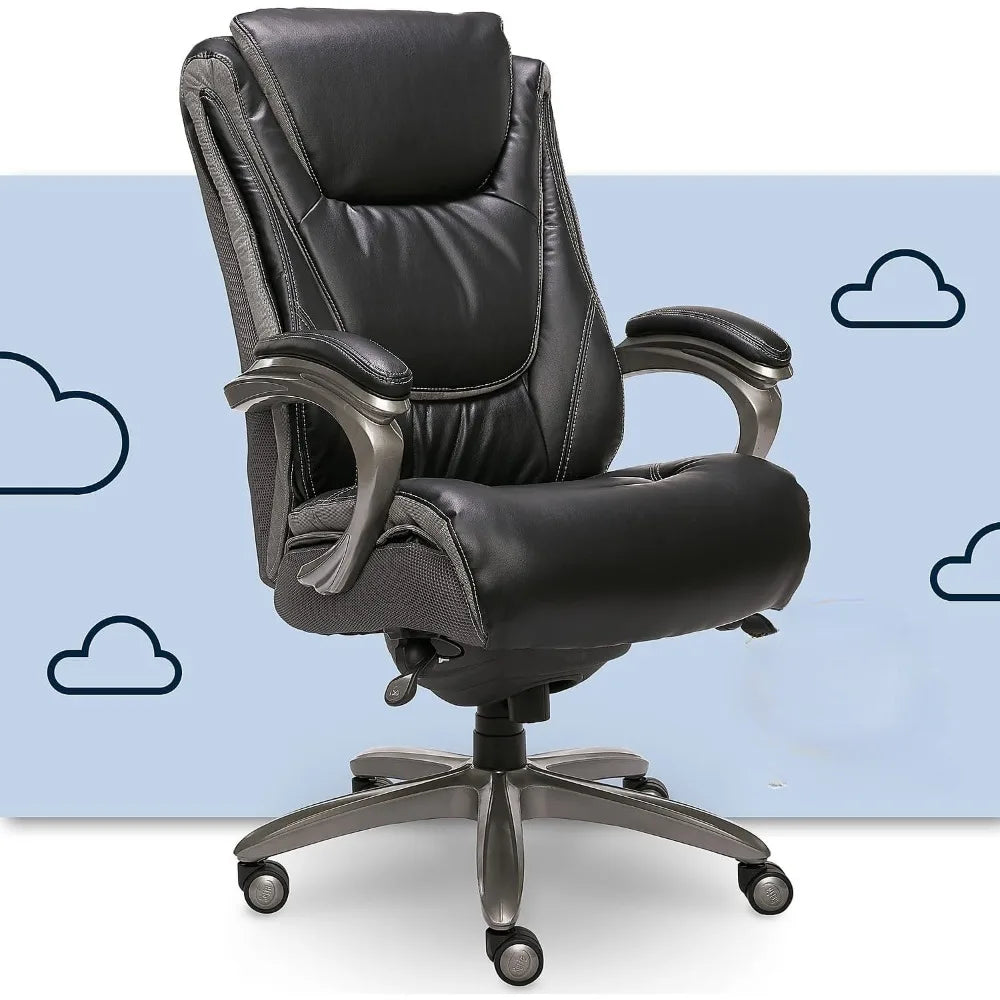 Office Chair, Ergonomic Computer Chairs with Multi-Layer Seat Cushion, Height Adjustable, Faux Leather, Executive Comfort Chair
