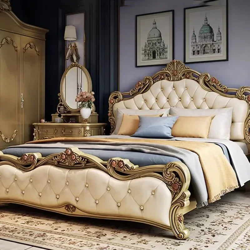 High-End European Queen Bed Frame – Luxury King Size with Elegant Edges
