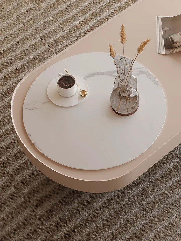 Minimalist Cream Oval Coffee Table