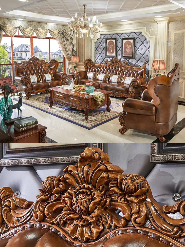 ProCARE Italy classic style living home furniture leather sofa set