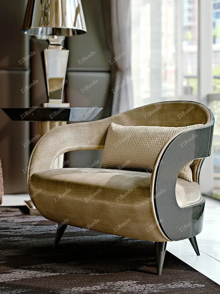 Modern simple Nordic solid wood single sofa chair living room light luxury leisure chair