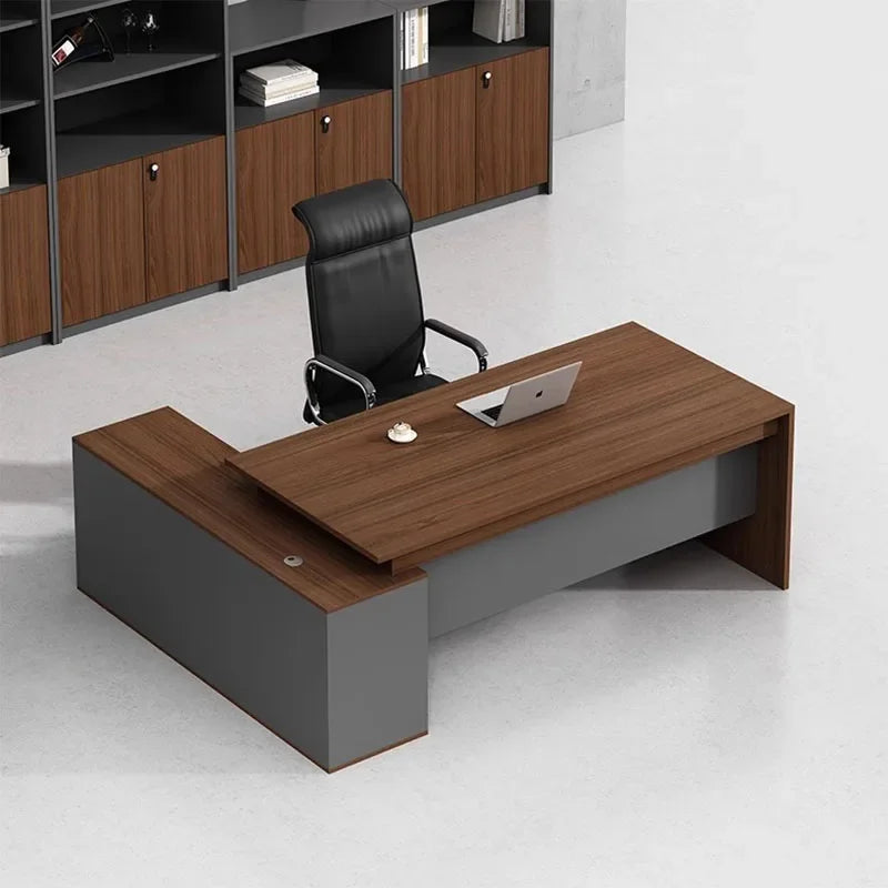 Modern Corner Office Desk – Luxury Writing Desk with Drawers