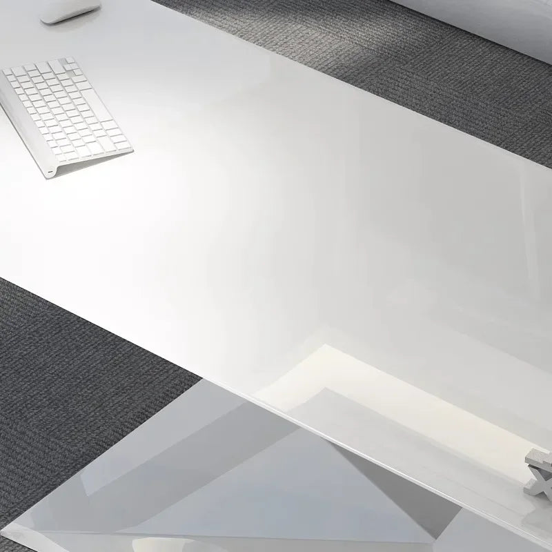 Modern White Office Desk – Height Adjustable with Organizer