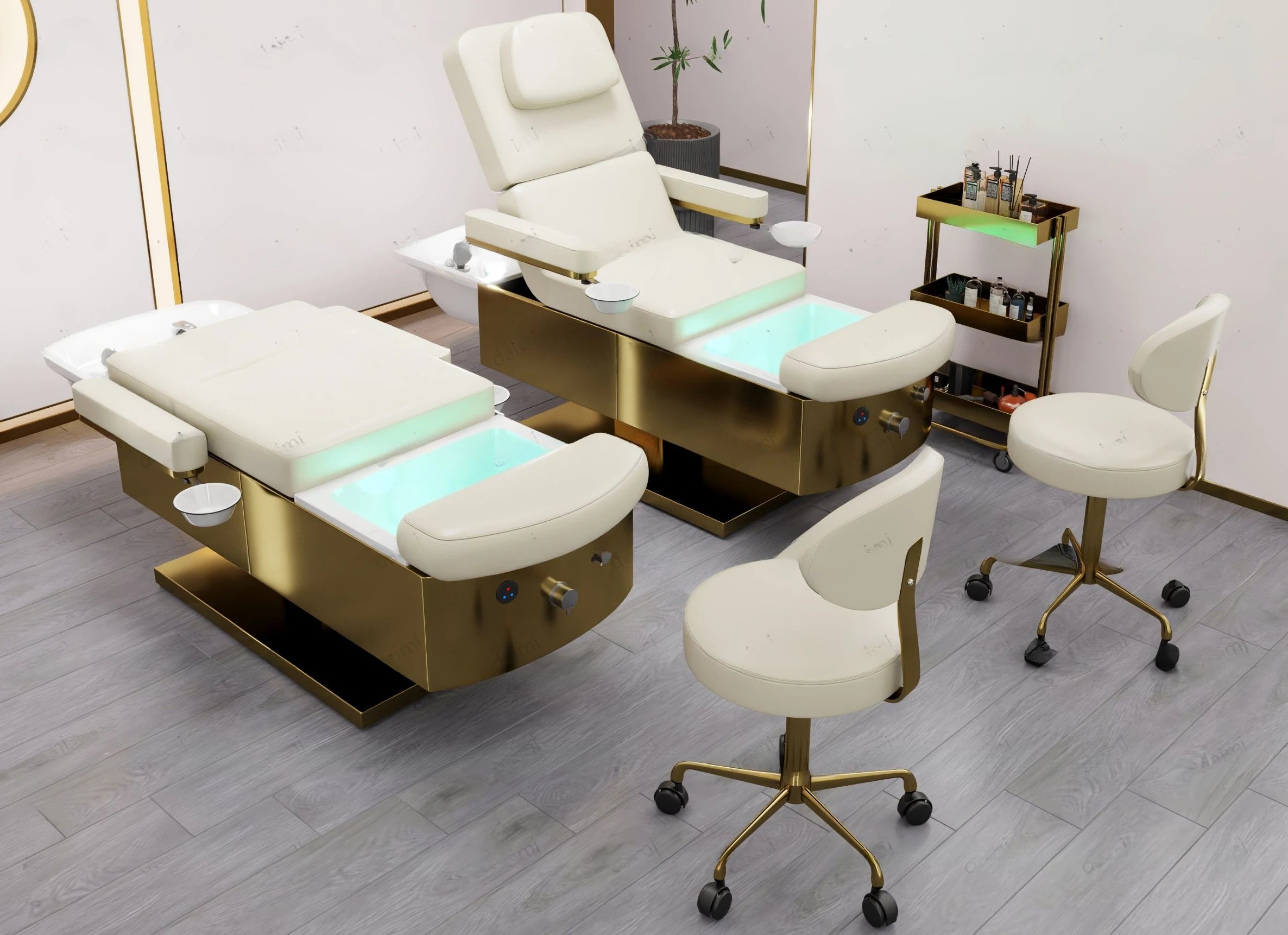 Triple Function Spa Bed – Heated Hair Washing & Massage Bowl, Water Therapy, Shampoo, Beauty Facial & Pedicure Bed with Steamer