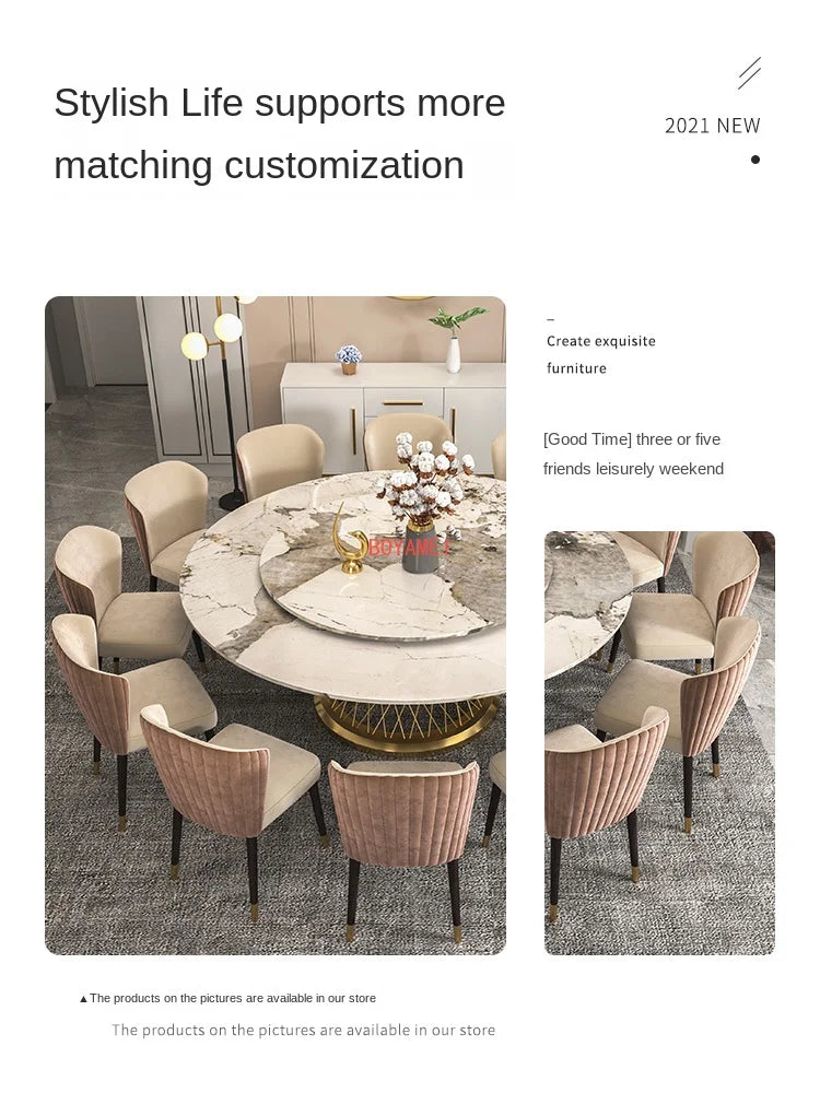 Custom-made luxury marble round table—large enough for 10-15 people,