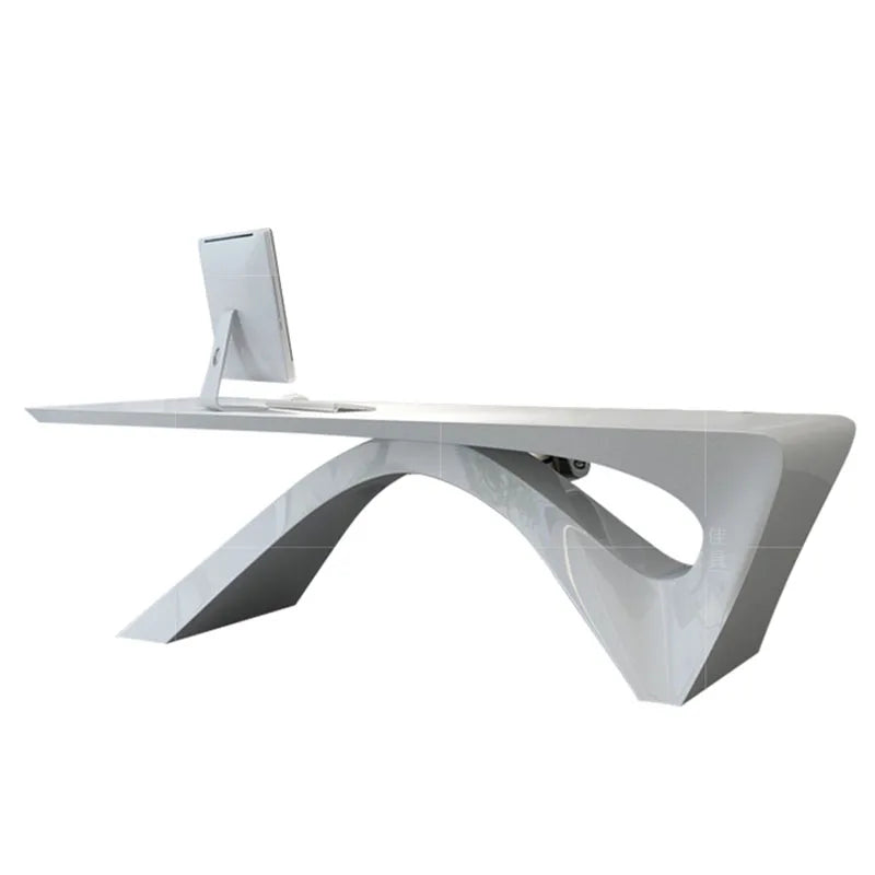 White Computer School Desk Organizer Gaming Workstation Reception Desks Work Writing Mesas De Computador Luxury Furniture
