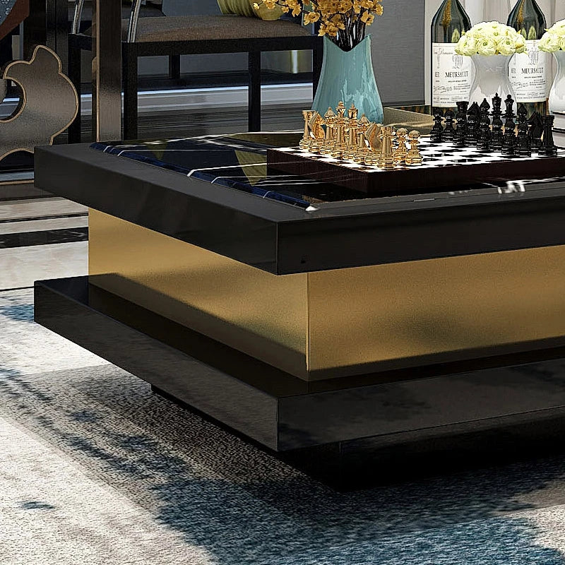 Marble Coffee Table TV Cabinet Combination Square Table Post-Modern Simple Hong Kong Style Living Room Furniture