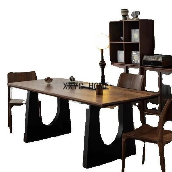 wood dining table rectangular designer computer table living room dining desk integrated household log dining table