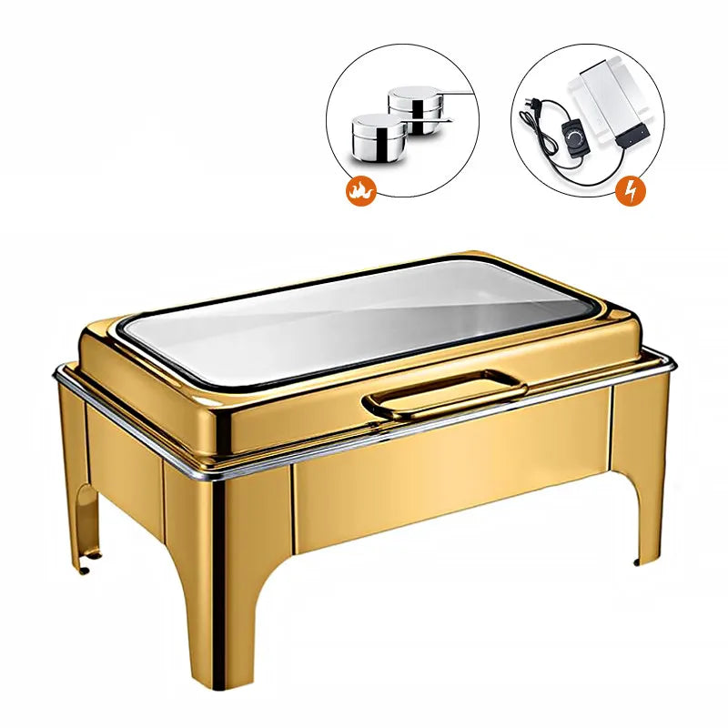 Table catering equipment gold luxury stainless steel buffet chafing dishes induction food warmer set buffet for catering