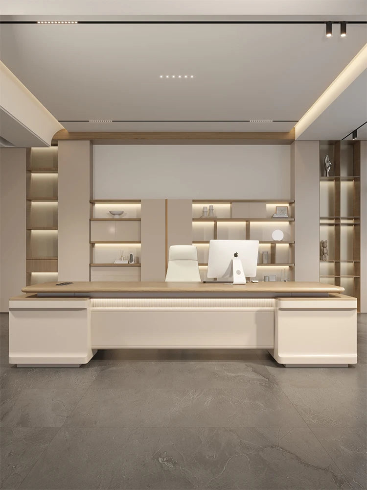 Office desk and chair combination light luxury senior sense Chairman office president desk large class table simple and modern