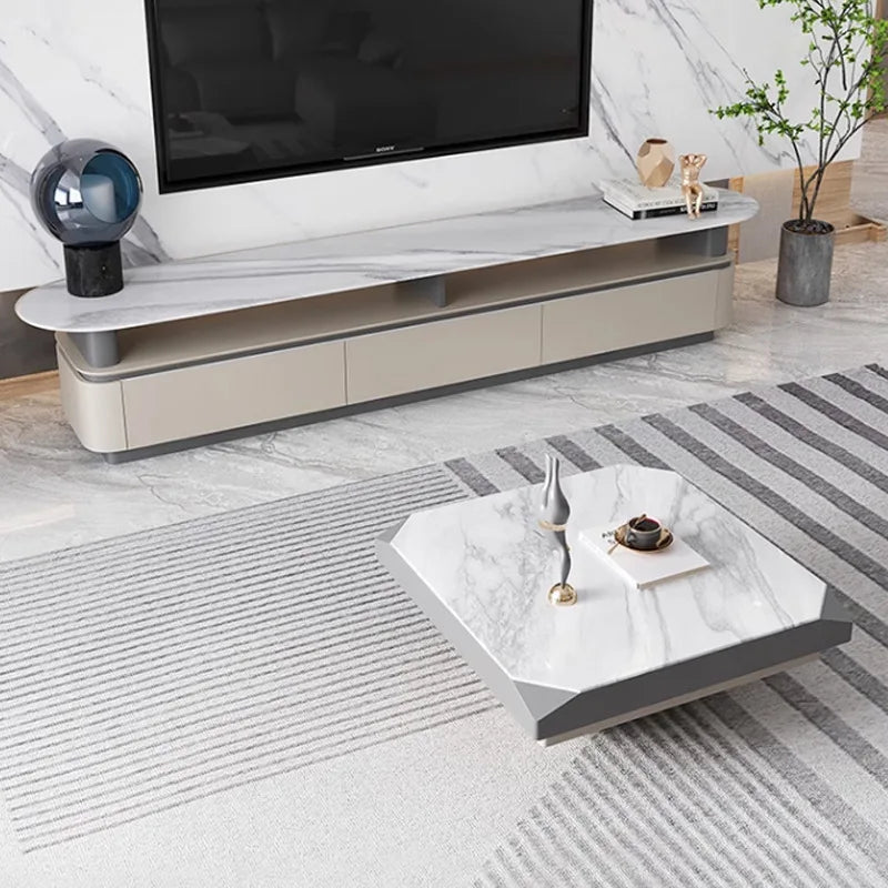 Microcrystalline stone square coffee table