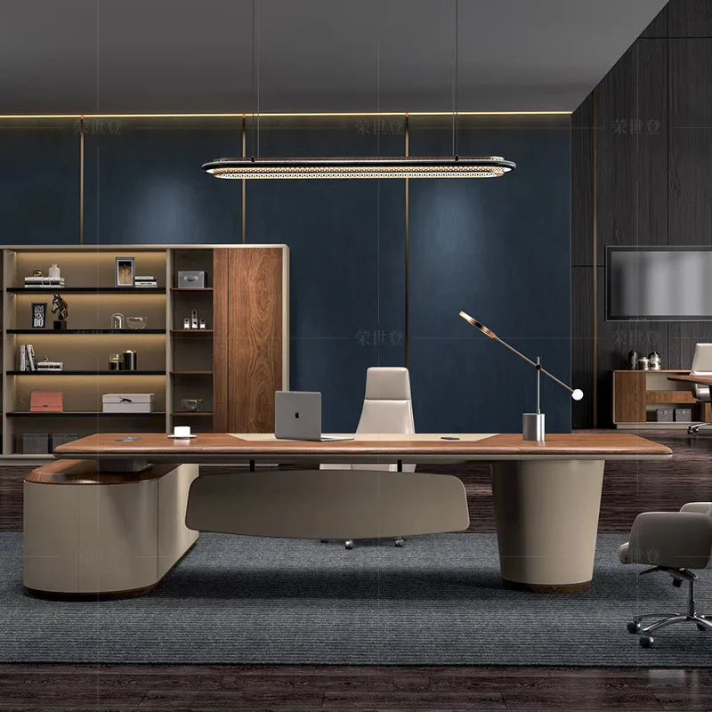 unique office desk furniture Wooden Luxury Office Table With Chair Modern Design Boss Desk Executive Office Desk Set