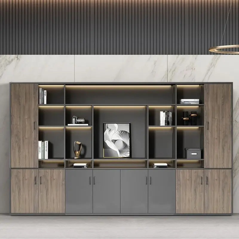 Luxury combination cabinet background storage high-end boss office simple wooden modern minimalist bookcase