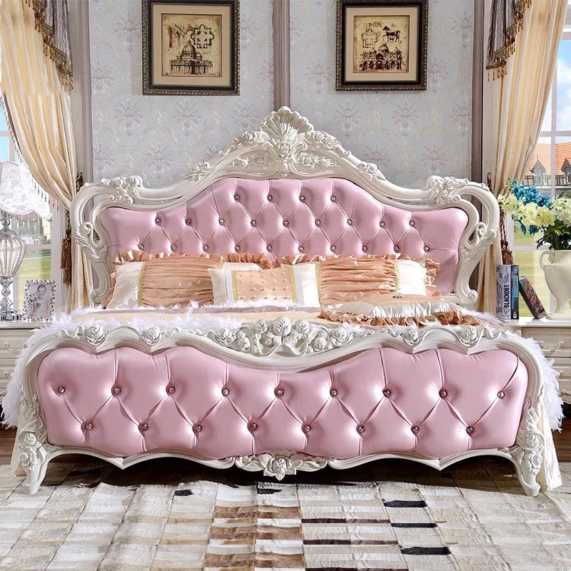 Luxury pink European-style king-size bedroom suite