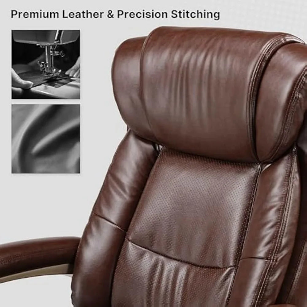 Office Chair, Ergonomic PU Leather, Suitable for Heavy Duty Individuals, with Thickly Padded Armrests, Executive Task Chair