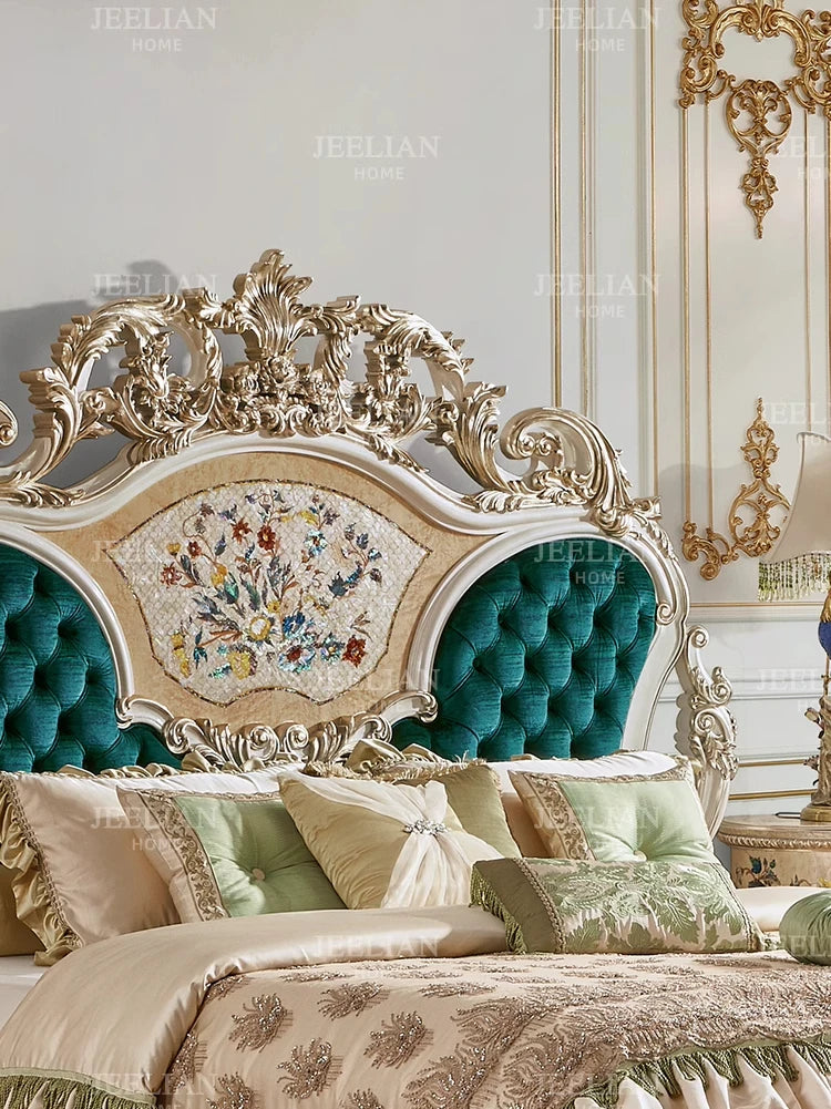 Luxury French court style Villa home Double bed shell parquet bedroom Queen bed