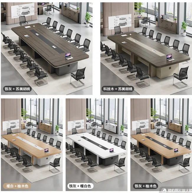 Modern Long Conference & Meeting Table with Chairs
