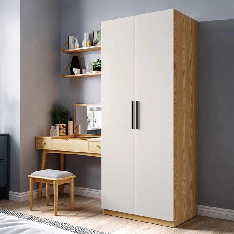 Aesthetic White Wooden wardrobe with Drawers