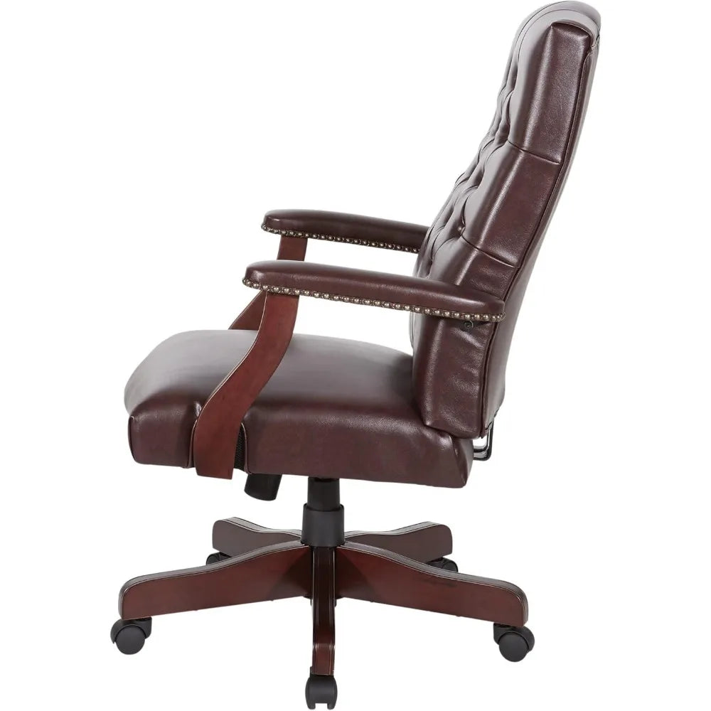 Office Chair, Traditional Tufted High Back with Upholstered Seat and Built-in Lumbar Support, Ergonomic, Executive Chair