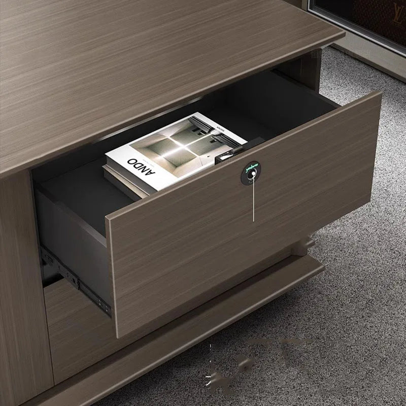 Modern Writing Desk with Pullout Computer Shelf, Wooden Office Desk for Bedroom, Scrivanie Per Computer, Wood Furniture