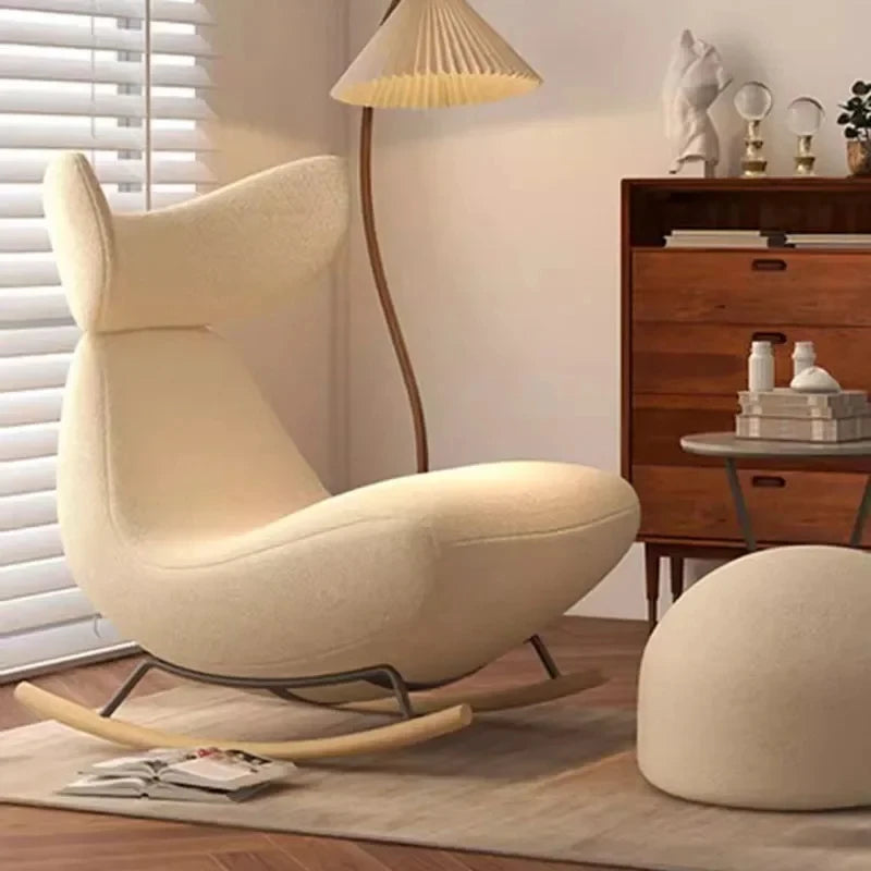 Fluffy White Living Room Chair – Elastic Modern Nordic Design