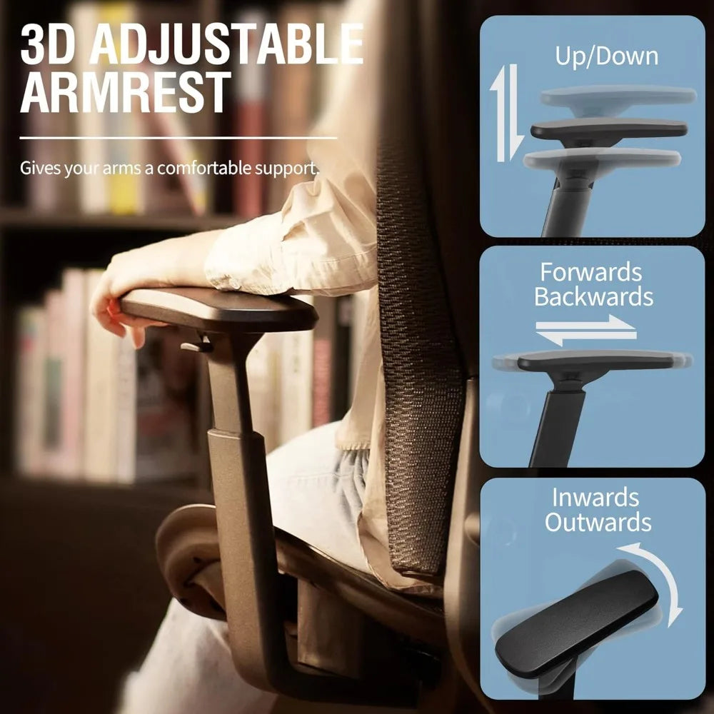 Mesh Office Chair,Ergonomic Computer Desk Chair,Sturdy Task Chair- Adjustable Lumbar Support & Armrests,Tilt Function,Comfort