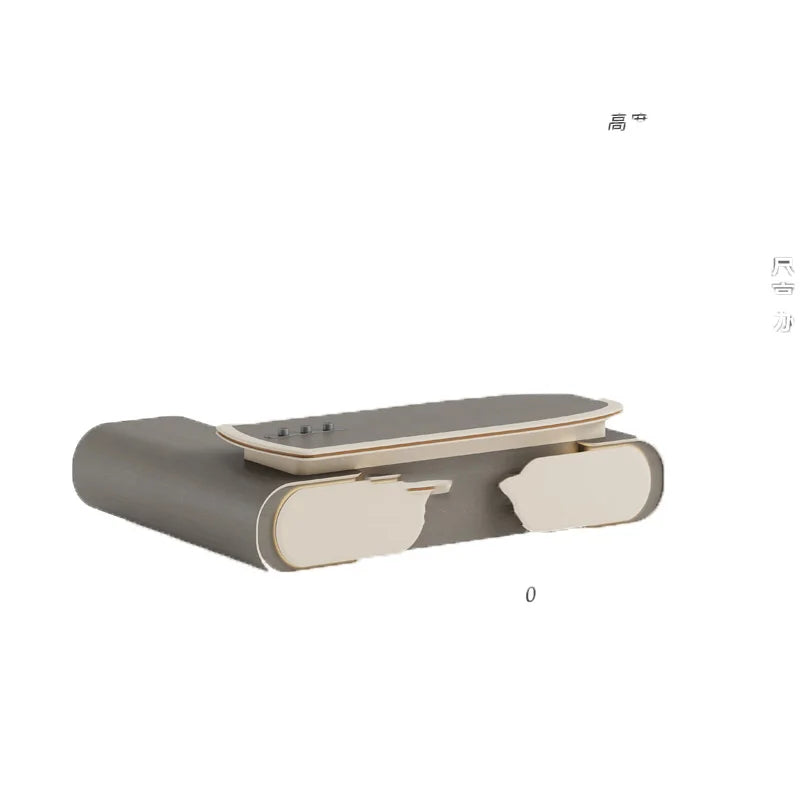 White Office Desk with Drawers—Organizers for Writing and Computer Monitors