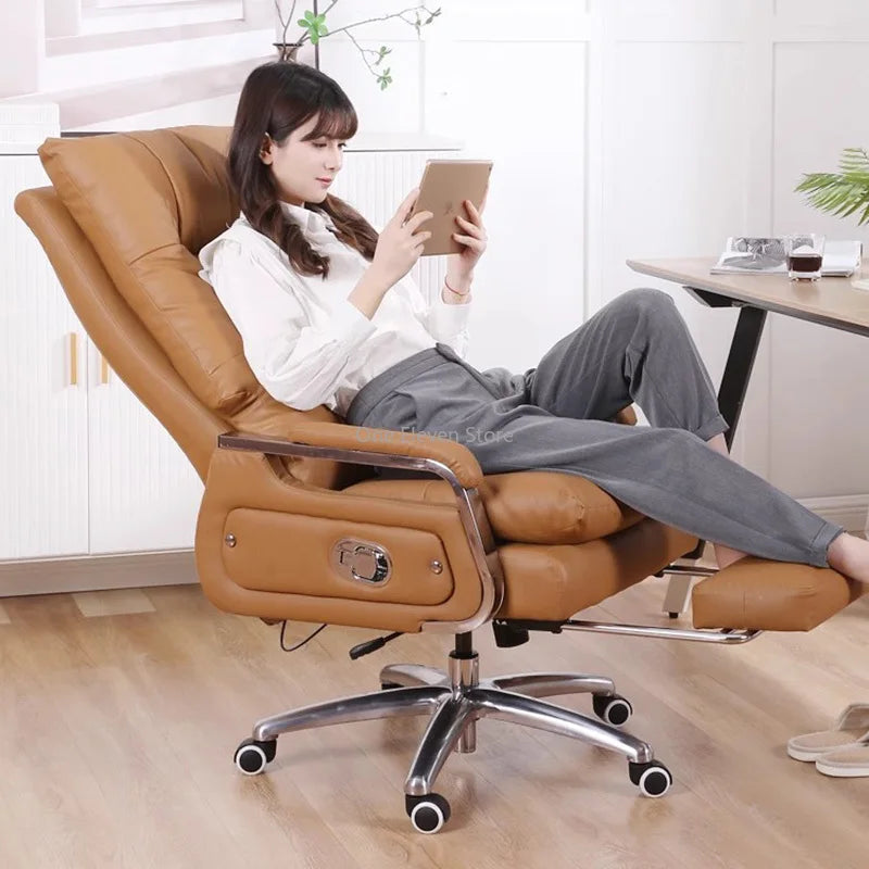 Modern luxury gaming chair: leather, ergonomic, recliner, for office or gaming desk
