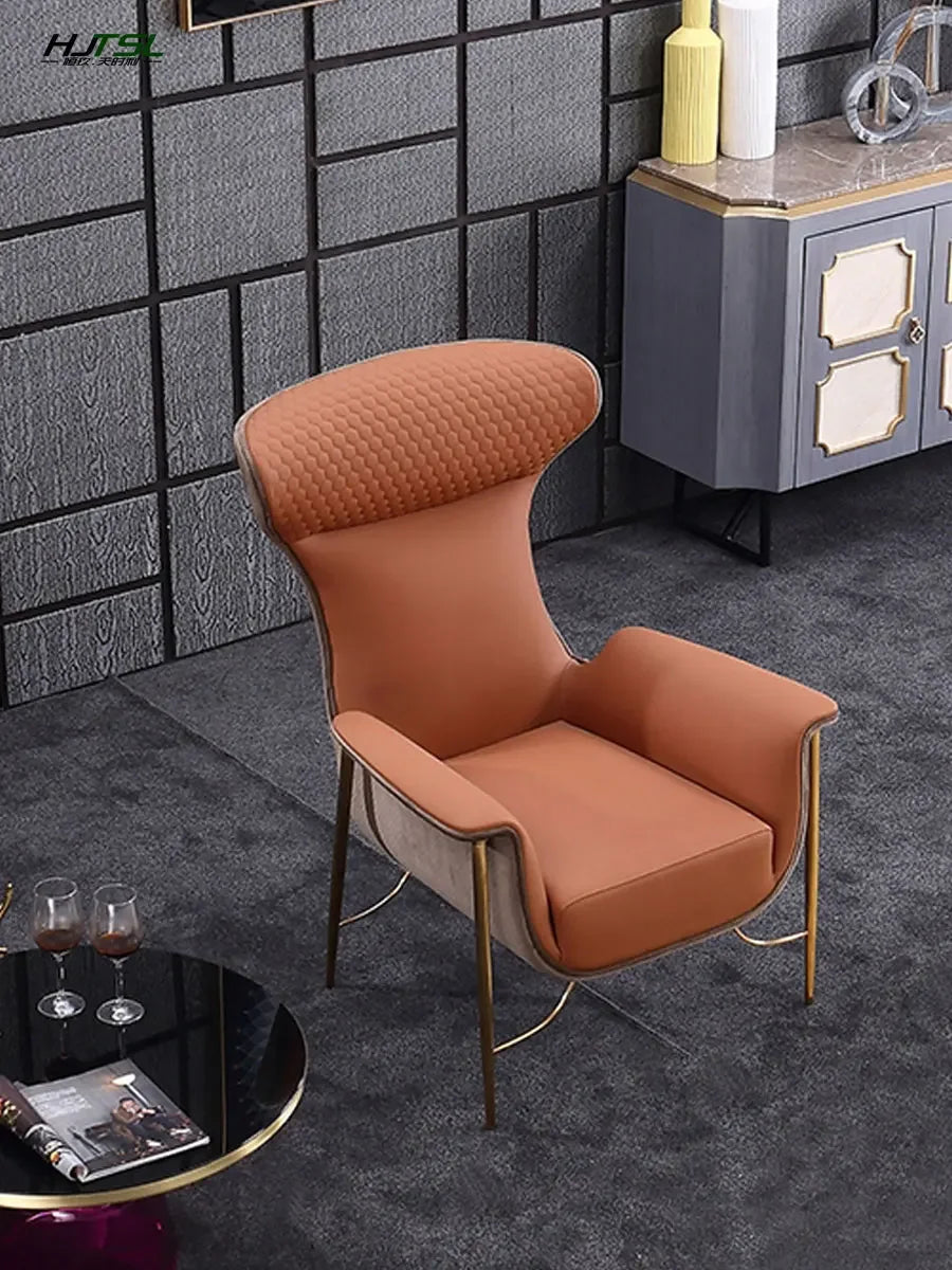 Italian Minimalist Light Luxury High Back Armchair Model Room Creative Minimalist Couch Leisure Wingback Chair
