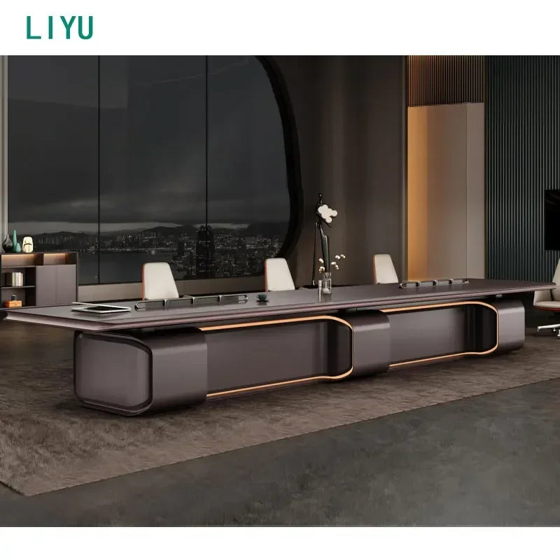 Liyu Hot Sale Modern Stylish High-End Rectangle Conference Table Exquisite Craftsmanship Office Home School Hotel Furniture Use