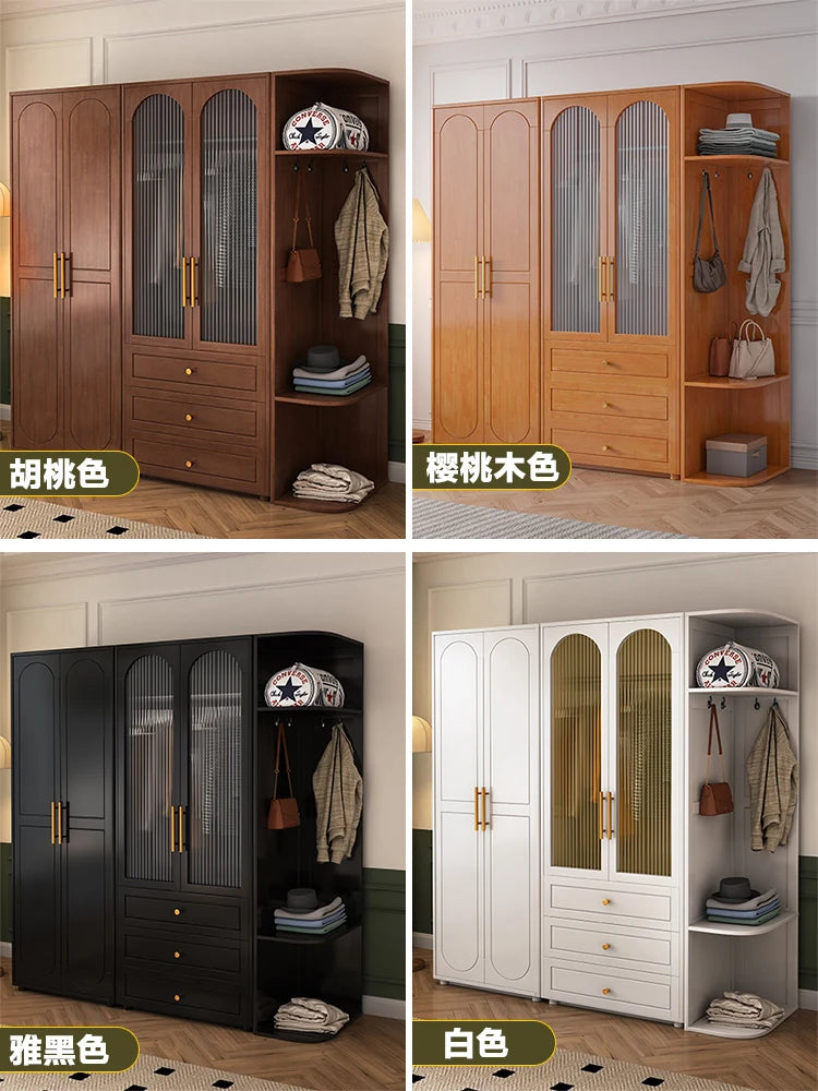 Solid Wood Wardrobe – Bedroom and Home Storage, Hanging Combination .
