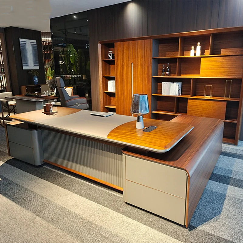 Minimalist L-Shaped Executive Office Desk