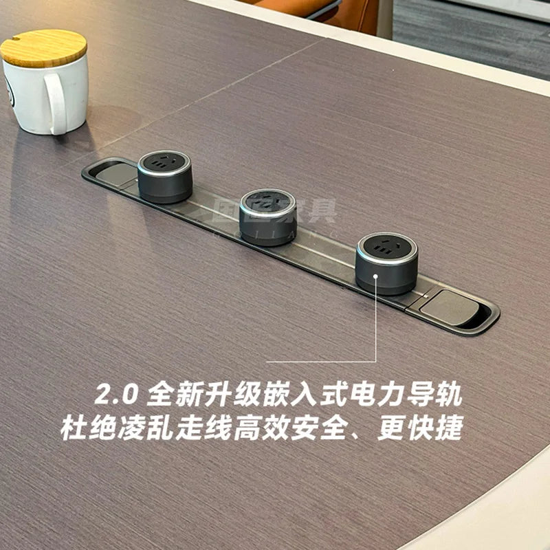 Modern Executive Conference Desk: L-Shaped Wooden Design