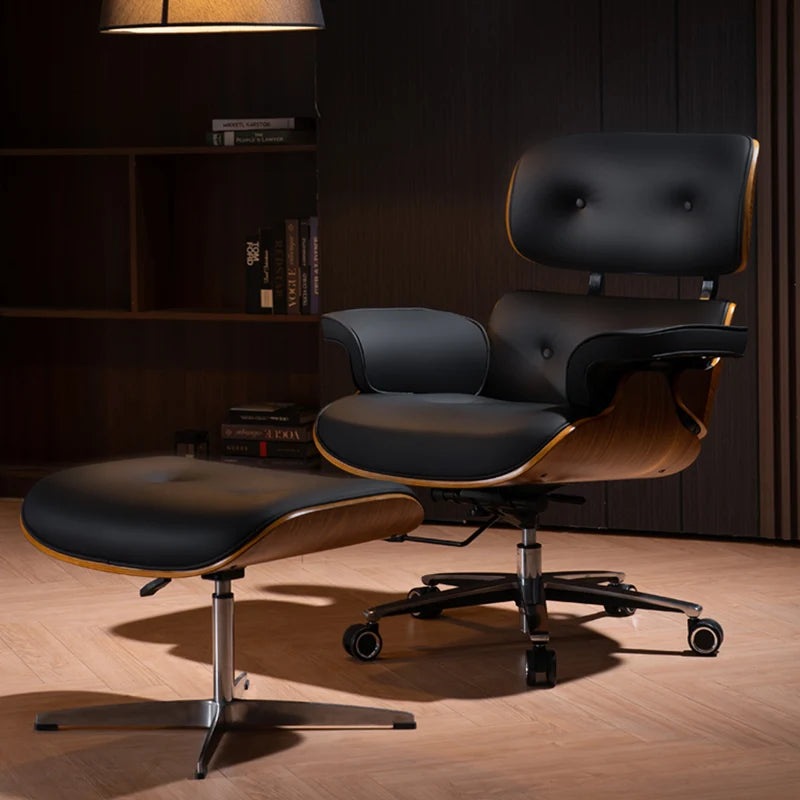 Nordic Luxury Office Chair Lumbar Support Comfort Leather Boss Office Chair Swivel Caster Wheels Silla Escritorio Furniture